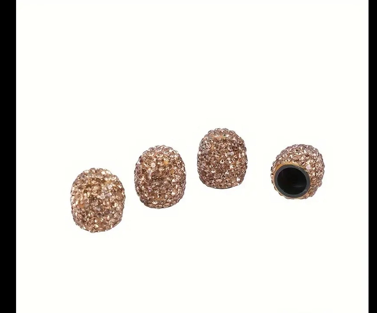 4x Champagne Gold Tire Valve Caps Ultra Bling Diamond Luxury Crystal Embellishment Round Fit Car Bicycle Motorcycle Bike SUV