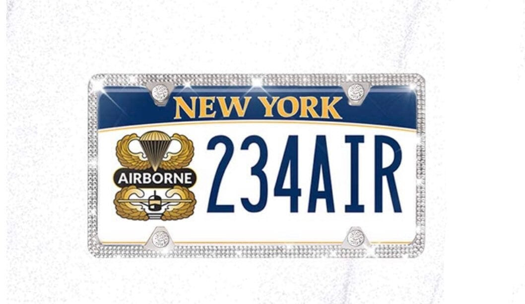 4 Hole White Diamond Crystal Thin License Plate Frame Steel Metal Diamond Bling Luxury Ignition Bling Caps