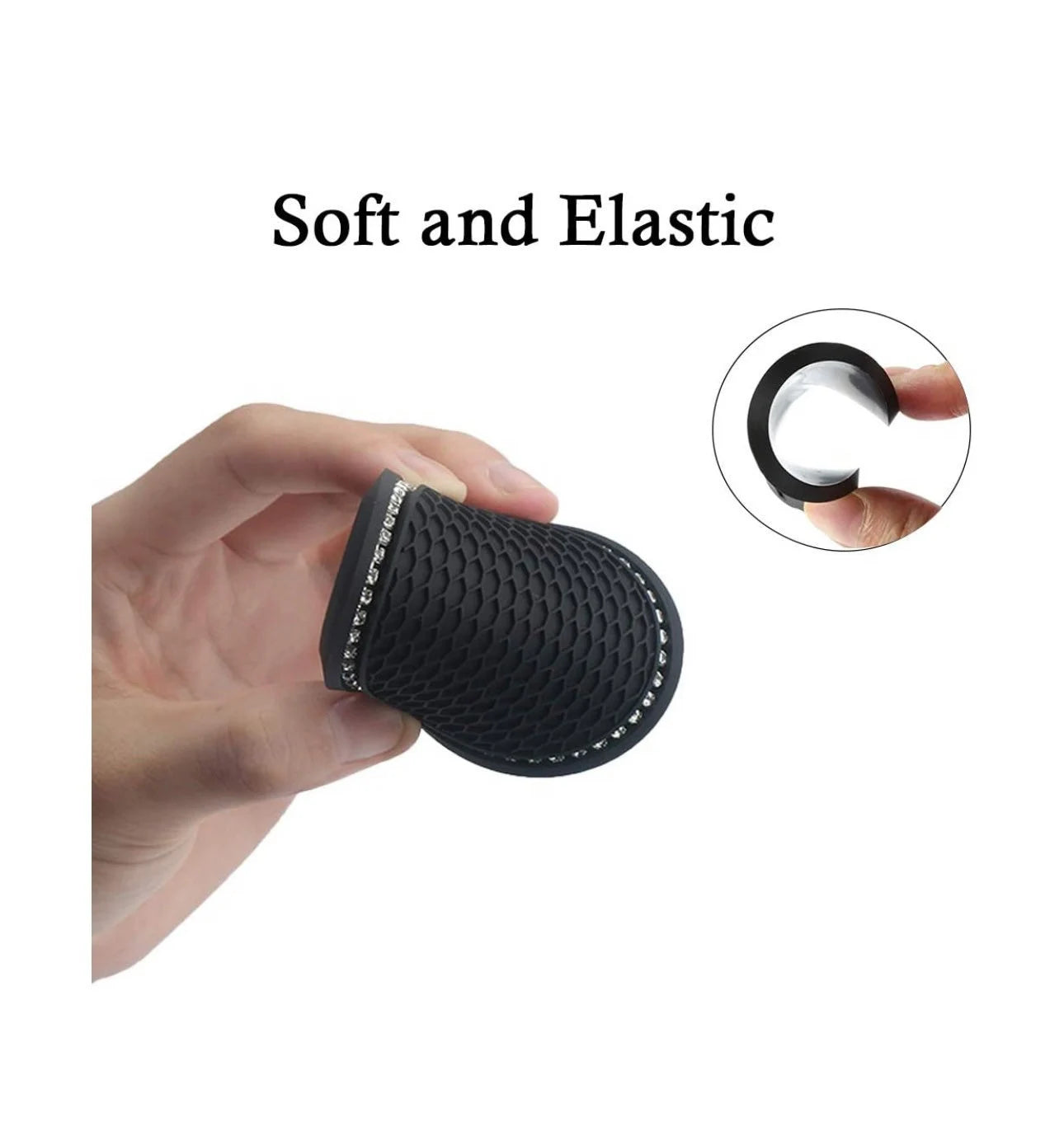 2 Crystal Encrusted Red Coasters Cup Holder Insert Ultra Bling White Diamond Embellishment Round Fit Car SUV Red Silicone Anti-Slip Coaster