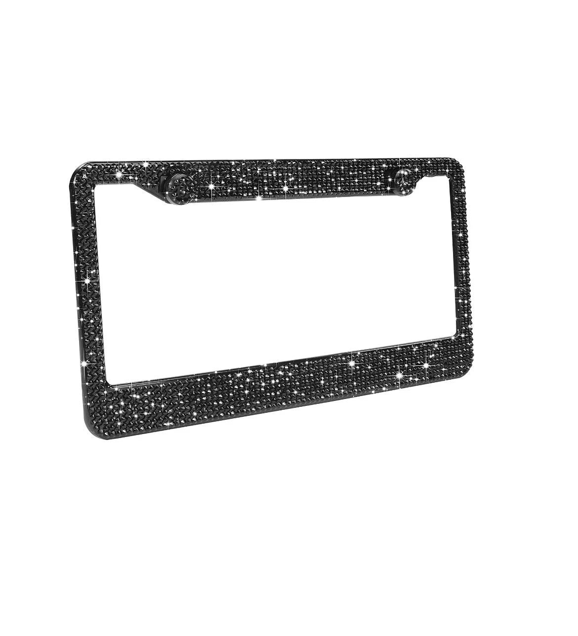 1 Swarovski JET BLACK Diamond Dark Crystal Blacked Out Metal License Plate Frame Luxury Sparkly Cover Holder Bling Caps Made With Swarovski