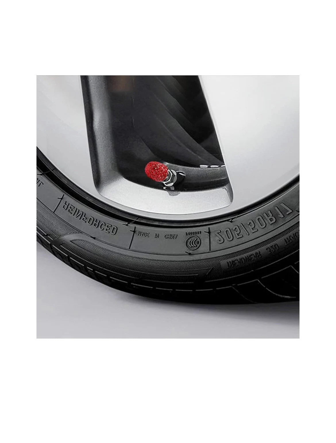 4x Tire Valve Caps RED Light Siam Diamond Luxury with Crystal Embellishment Ultra Bling Universal Round Fit Car Motorcycle SUV Bicycle Bike Full Set