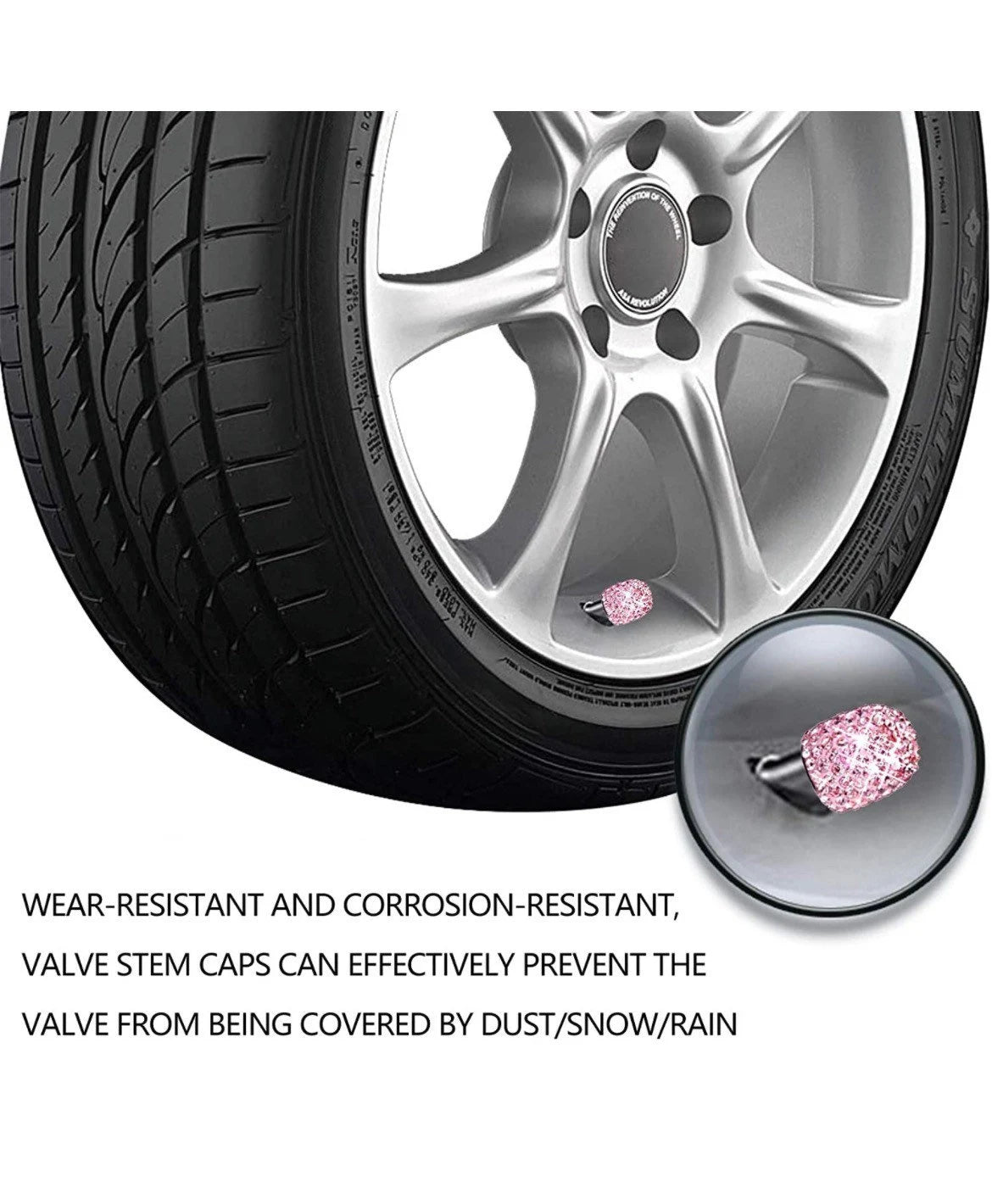 4x Barbie PINK CRYSTAL Tire Valve Caps Ultra Bling Diamond Luxury with Embellishment Universal Fit Car Bike Truck SUV Motorcycle Bicycle Girly