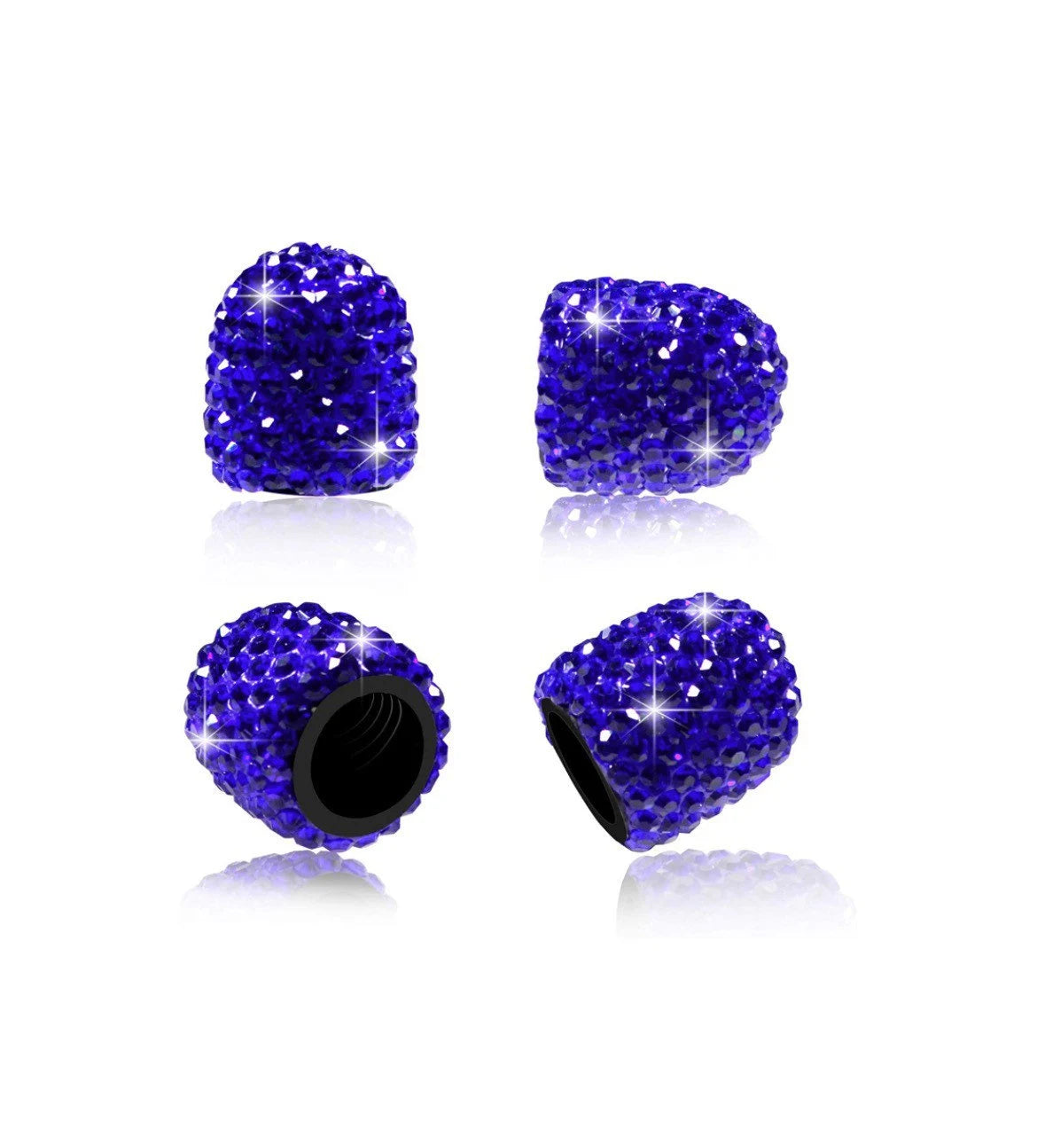 4x Royal BLUE SAPPHIRE Tire Valve Caps Ultra Bling Diamond Luxury with Crystal Embellishment Universal Fit Car Bicycle Motorcycle Bike SUV