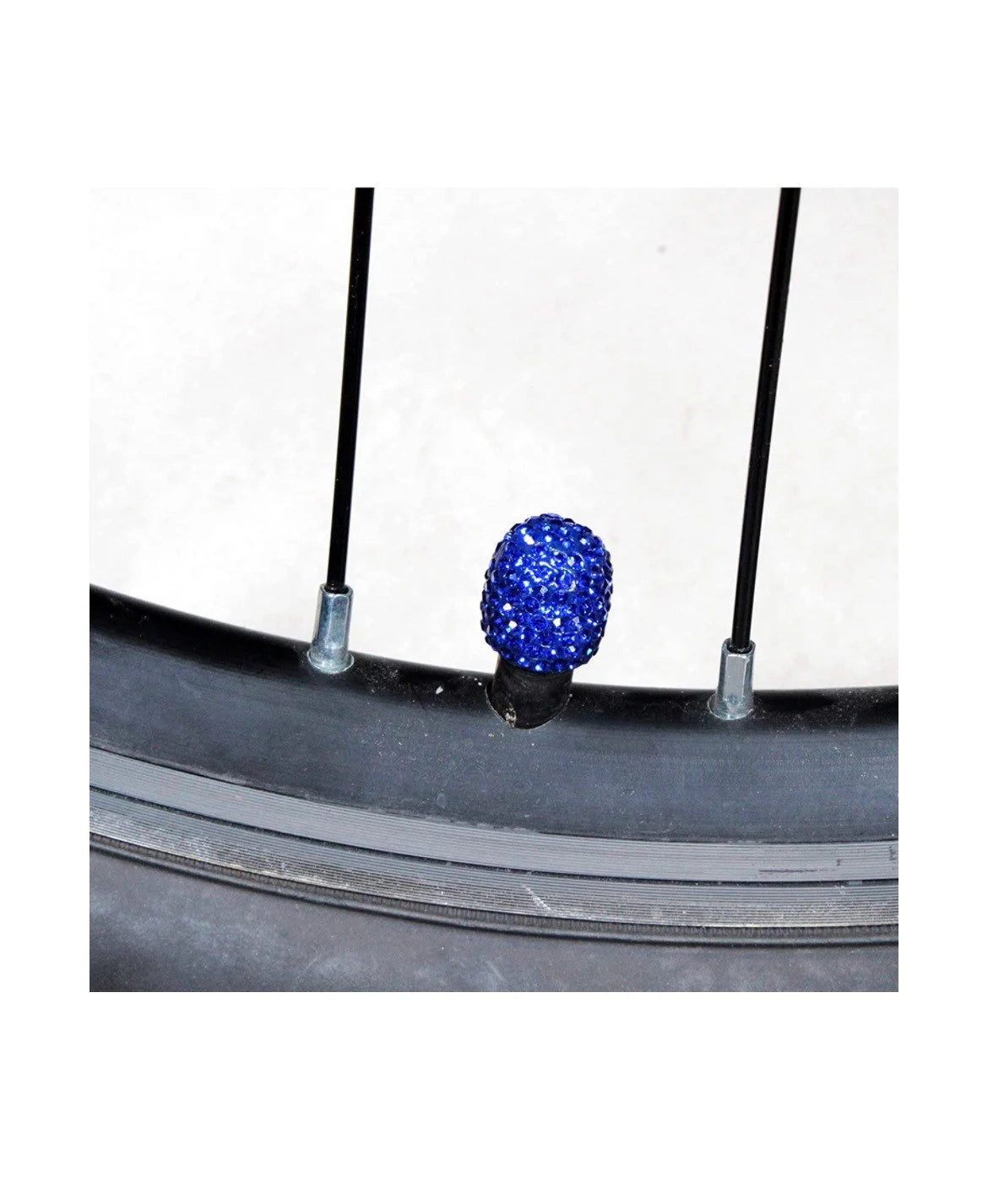4x Royal BLUE SAPPHIRE Tire Valve Caps Ultra Bling Diamond Luxury with Crystal Embellishment Universal Fit Car Bicycle Motorcycle Bike SUV