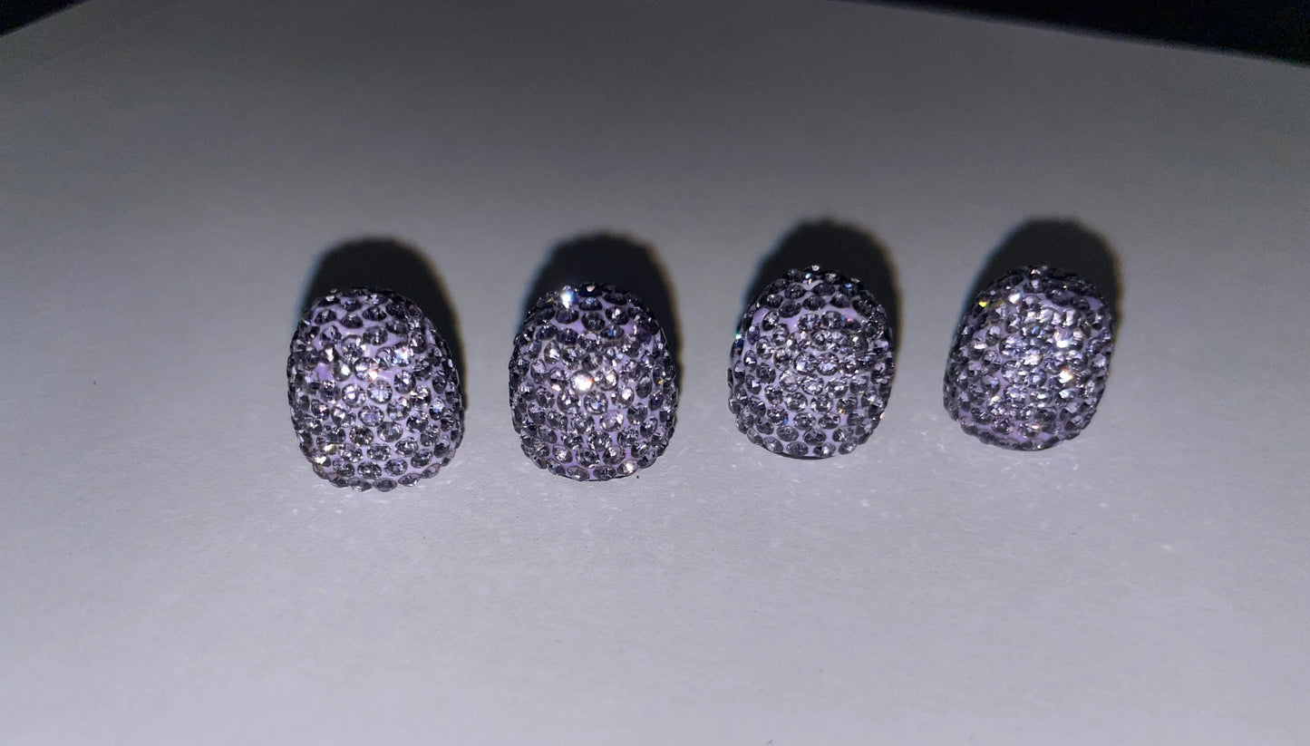 4x Blueberry Violet Tanzanite Purple Tire Valve Caps Ultra Bling Diamond Luxury Crystal Embellishment Round Car Bicycle Motorcycle Bike SUV