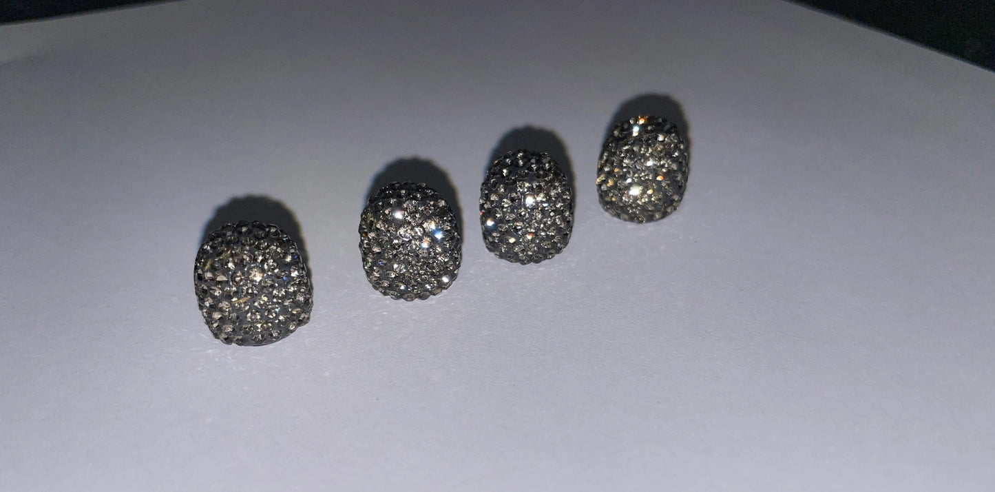 4x Gray Space Grey Tire Valve Caps Ultra Bling Diamond Luxury Crystal Embellishment Round Fit Car Bicycle Motorcycle Bike SUV