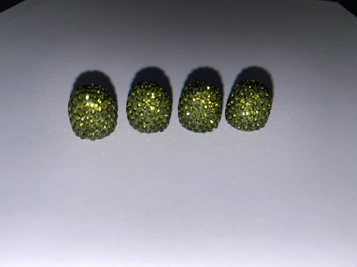 4x Olive Army Military Camo Green Tire Valve Caps Ultra Bling Diamond Luxury Olivine Crystal Embellishment Universal Round Fit Car Bicycle Motorcycle Bike SUV Set