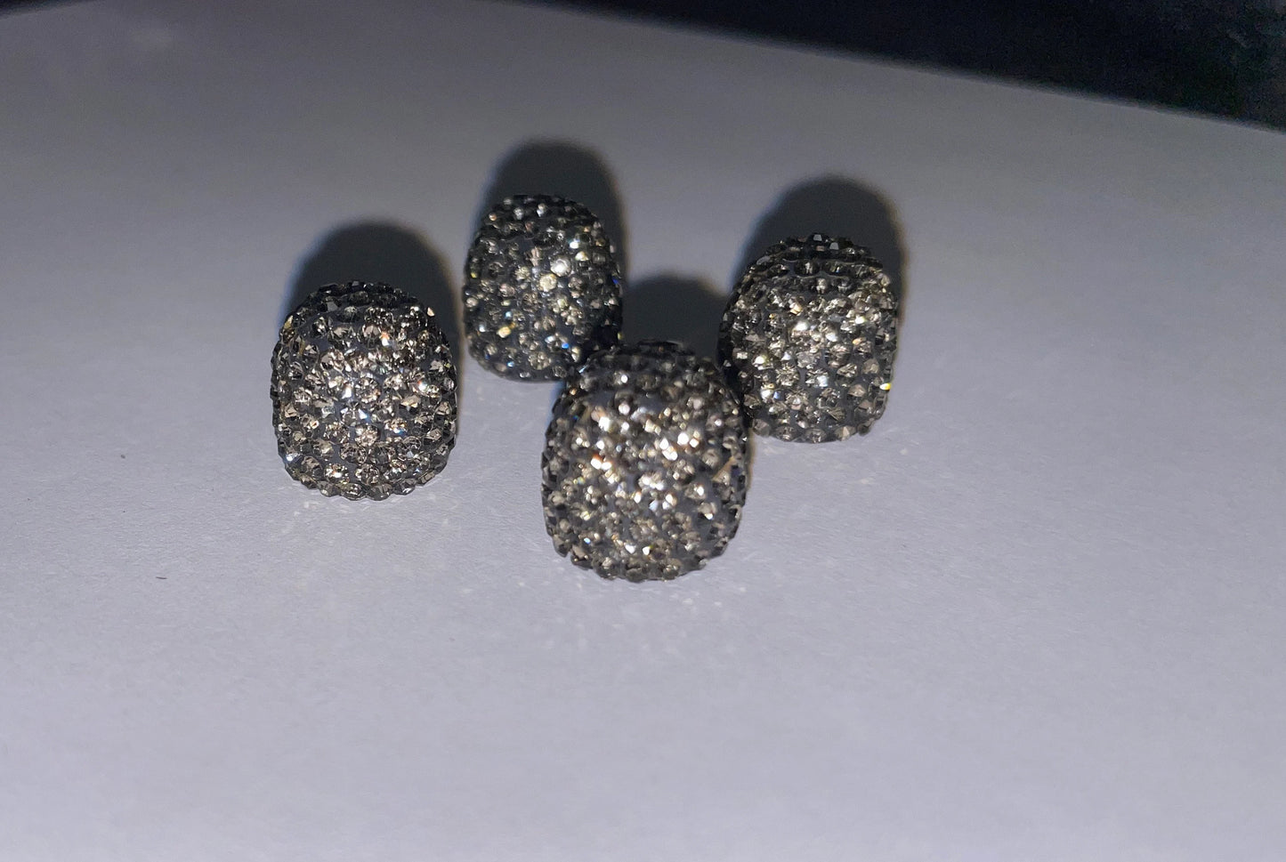 4x Gray Space Grey Tire Valve Caps Ultra Bling Diamond Luxury Crystal Embellishment Round Fit Car Bicycle Motorcycle Bike SUV