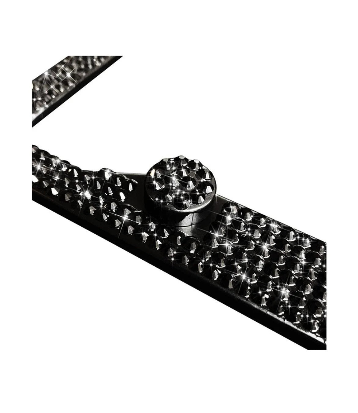 2 Swarovski Crystal JET BLACK Dark Diamond Handmade Luxury Sparkle Blacked Out License Plate Frame Cover Crystal Bling Caps Car Accessory