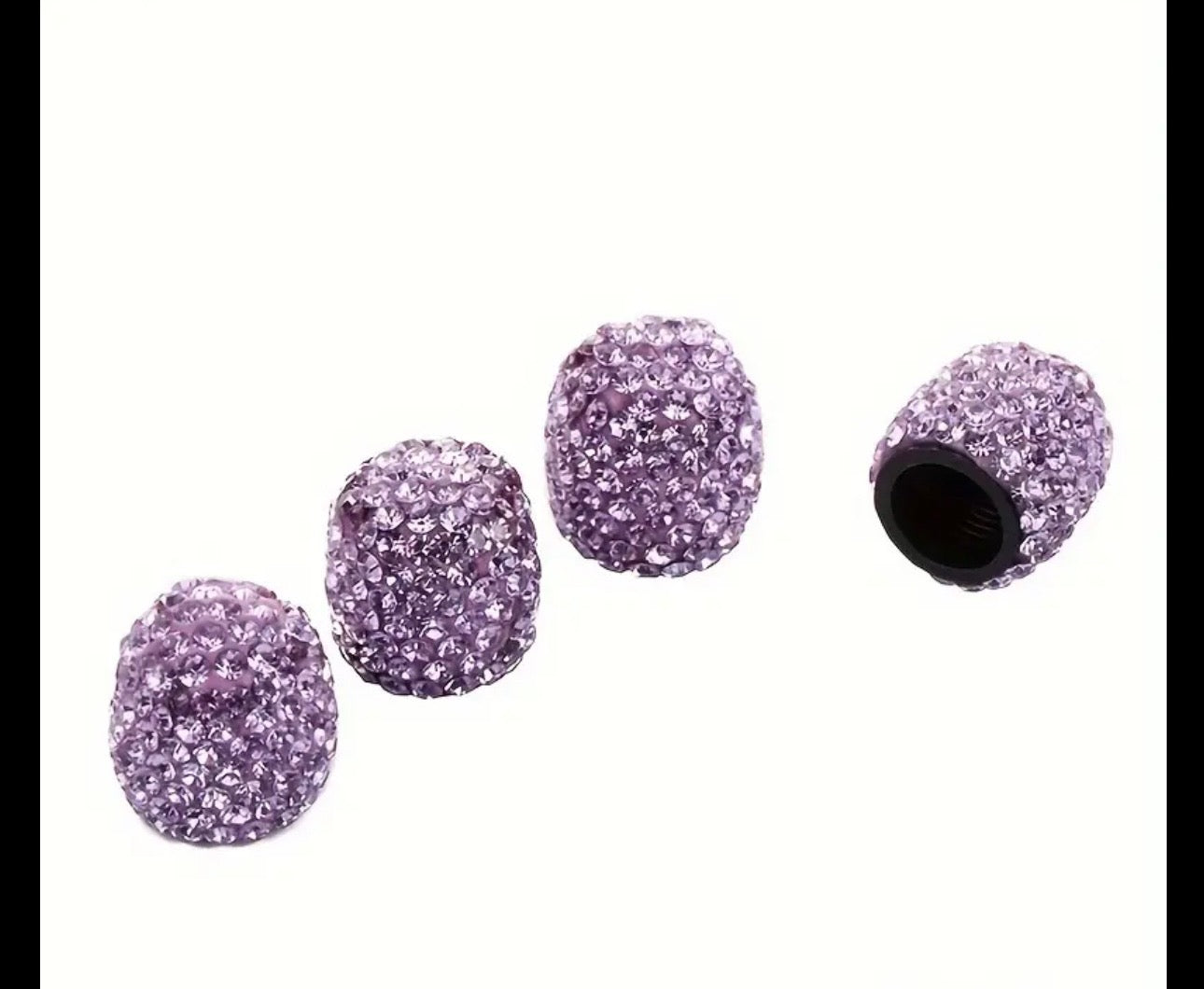 4x Blueberry Violet Tanzanite Purple Tire Valve Caps Ultra Bling Diamond Luxury Crystal Embellishment Round Car Bicycle Motorcycle Bike SUV