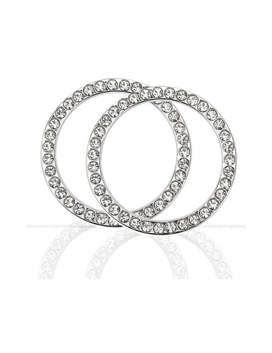 2x White Diamond Crystal Ignition Ring Engine Start/Stop AC Volume Knob Ultra Bling Diamond Luxury Crystal Embellishment Universal Round Fit