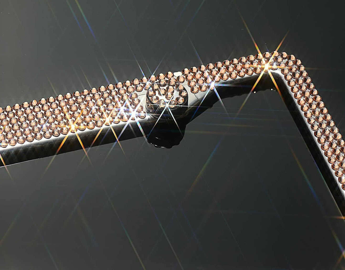 1 Luxury Champagne Gold Yellow Diamond CRYSTAL Encrusted License Plate Holder Cover anti-theft Frame Bling Caps
