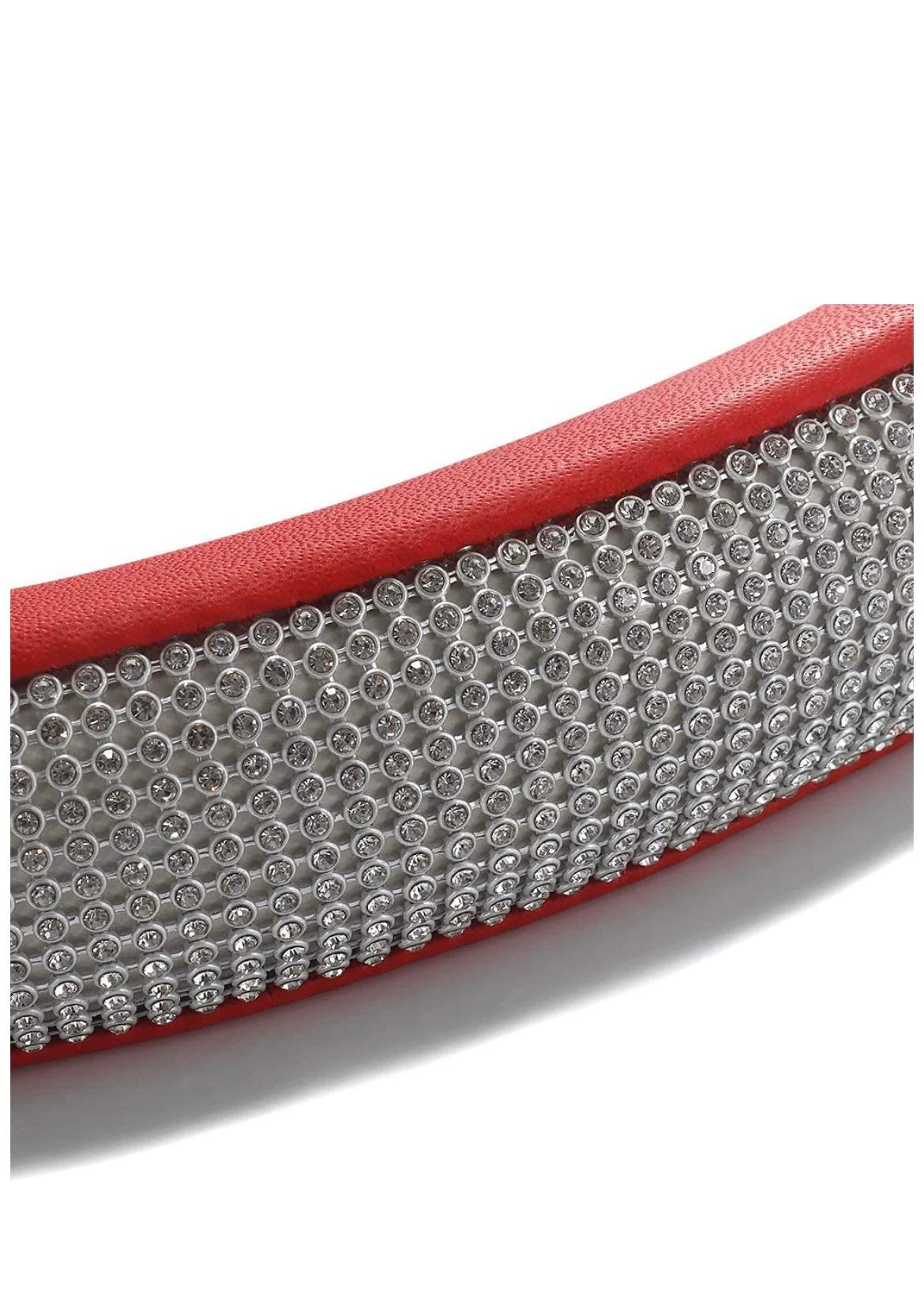 Red Leather & White Diamond Luxury Steering Wheel Cover with Ultra Bling Crystal Embellishment Universal Round Fit