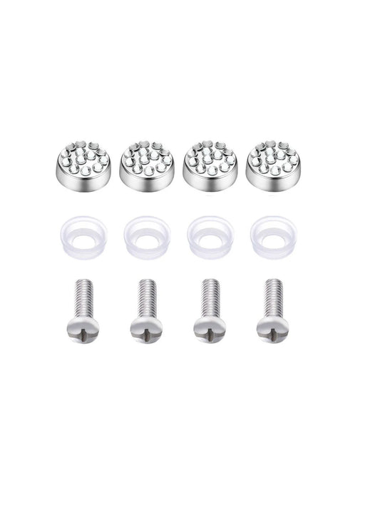 4 White Diamond Crystal Encrusted License Plate Frame Replacement Bling Caps and Screws Clear Sparkly Luxury Anti-theft