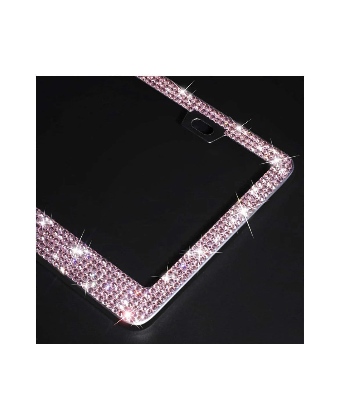 2 Luxury Barbie Light PINK Diamond Encrusted License Plate Frame Cover Sparkle Lux anti-theft Holder Crystal Bling Caps