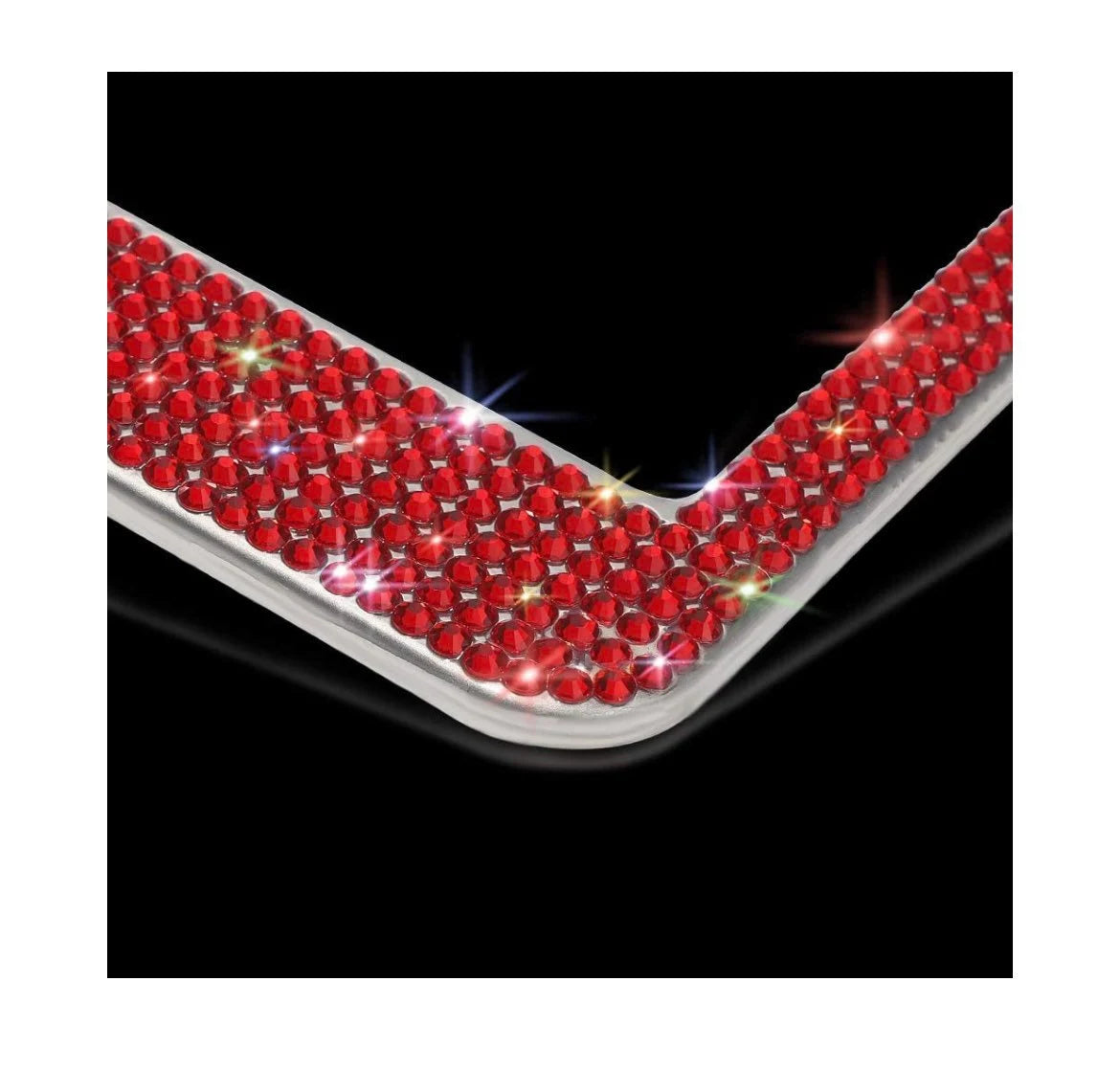 1 Red Light Siam Diamond Luxury Crystal License Plate Frame Anti-theft Screw Sparkle LUX Cover Holder Bling Caps