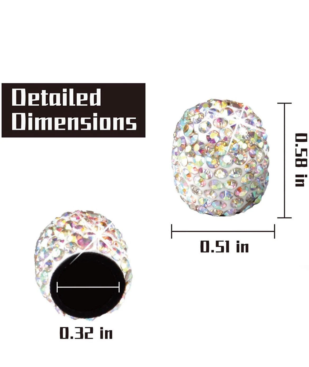 4x AB Aurora Borealis Iridescent Colorful Tire Valve Caps Ultra Bling Diamond Luxury Crystal Round Fit Car Bicycle Motorcycle Bike SUV