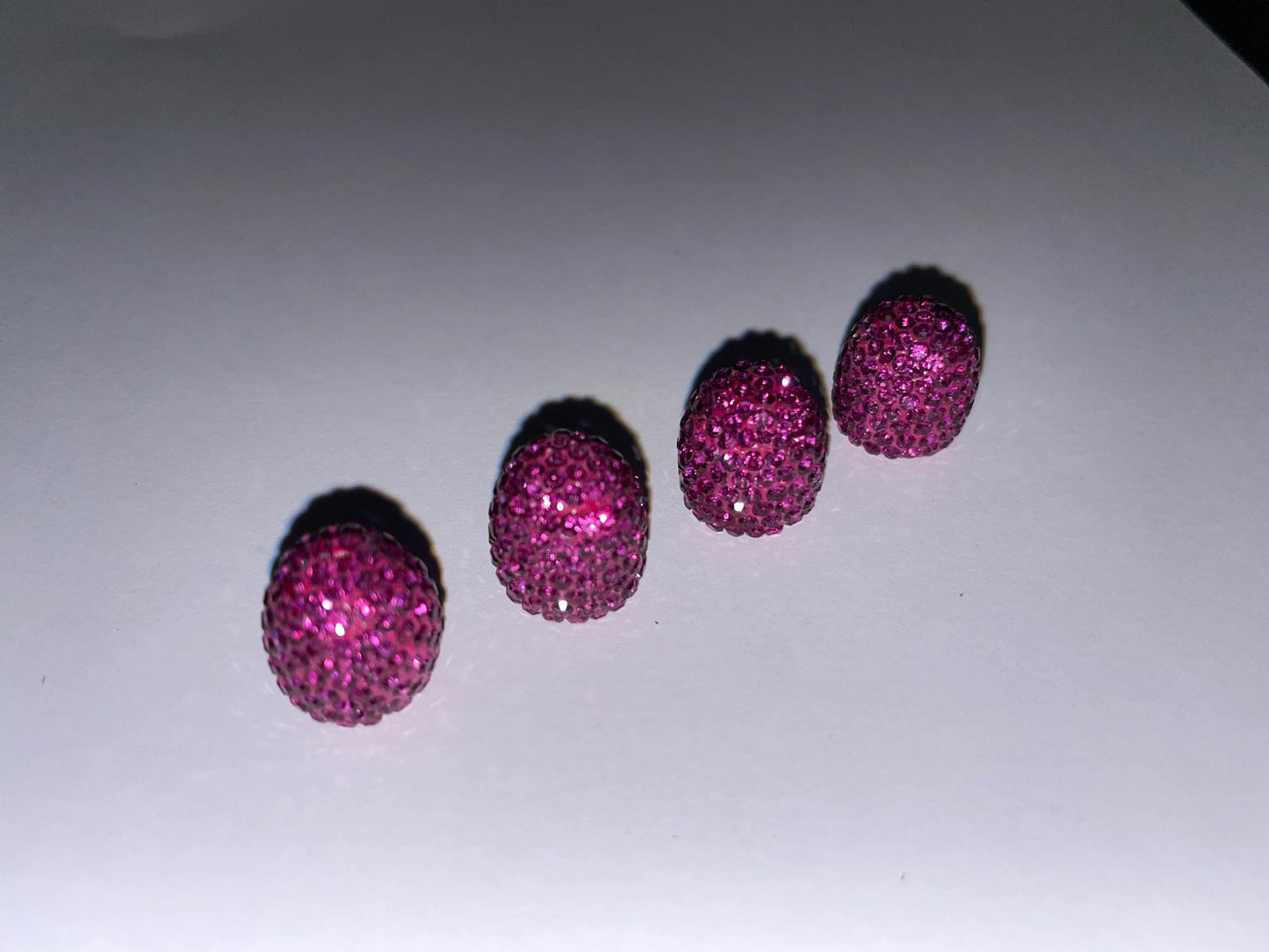4x Hot Pink Fuchsia Rose Tire Valve Caps Ultra Bling Diamond Luxury Crystal Embellishment Round Fit Car Bicycle Motorcycle Bike SUV