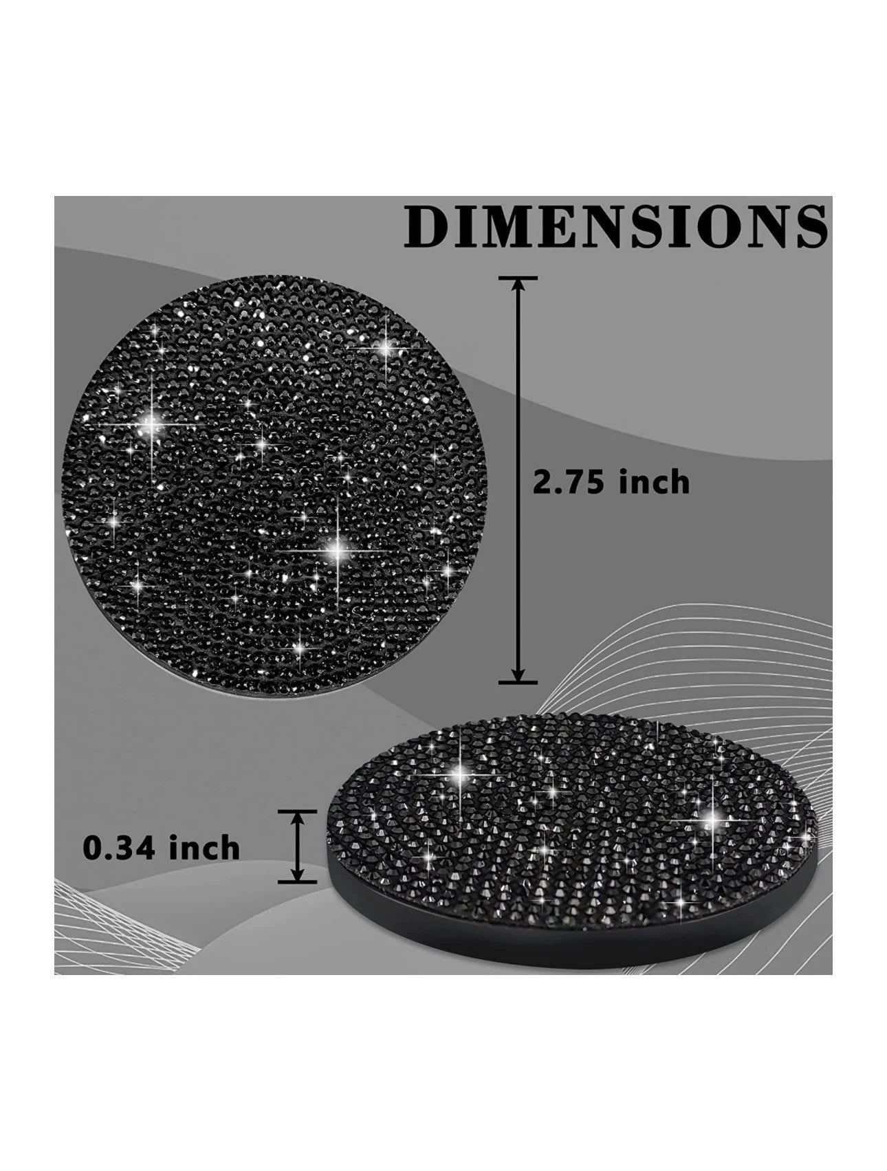 2 Colorful AB Diamond Fully Encrusted Crystal Coasters Cup Holder Insert Bling Diamond Luxury Embellishment Car Decor SUV Anti-Slip Coaster