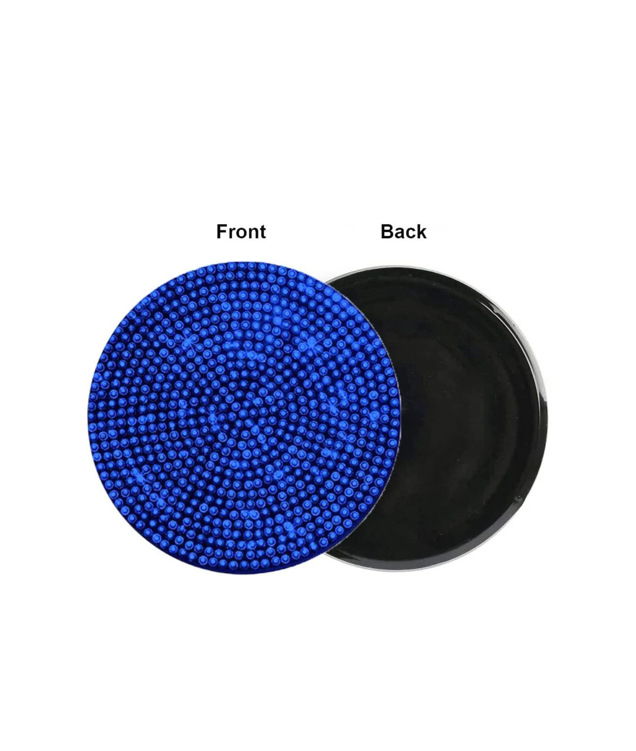 2 Royal Sapphire Blue Diamond Encrusted Crystal Coasters Cup Holder Insert Bling Diamond Luxury Embellishment Round Car Decor SUV Coaster