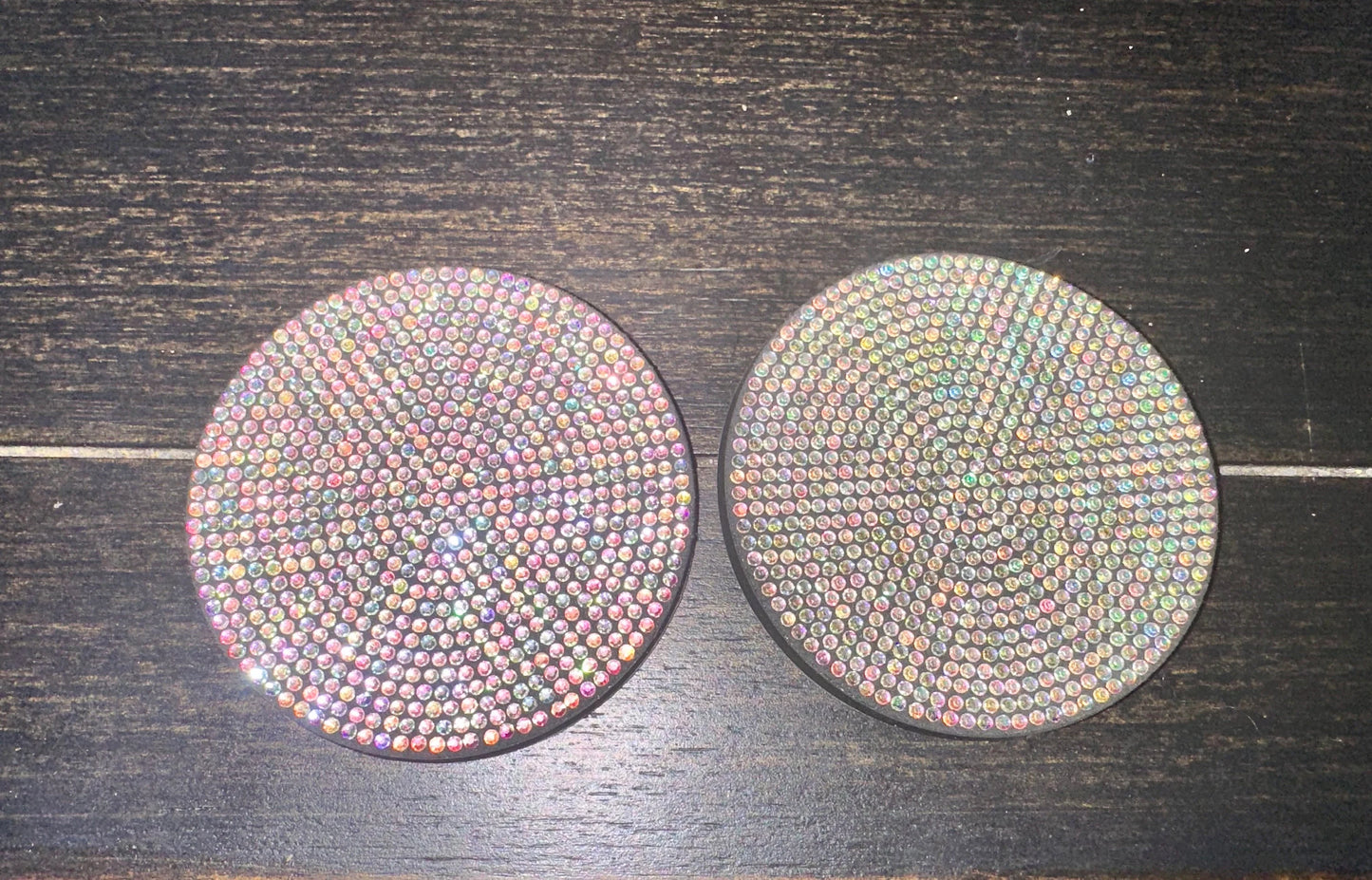 2 Colorful AB Diamond Fully Encrusted Crystal Coasters Cup Holder Insert Bling Diamond Luxury Embellishment Car Decor SUV Anti-Slip Coaster