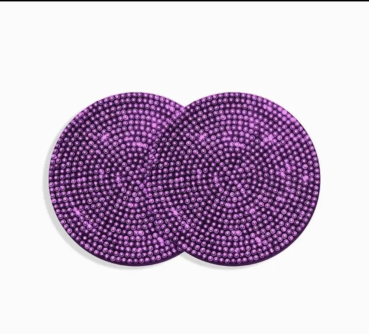 2 Raspberry Violet Purple Diamond Fully Encrusted Crystal Coasters Cup Holder Bling Luxury Embellishment Round Car Decor SUV Anti-Slip