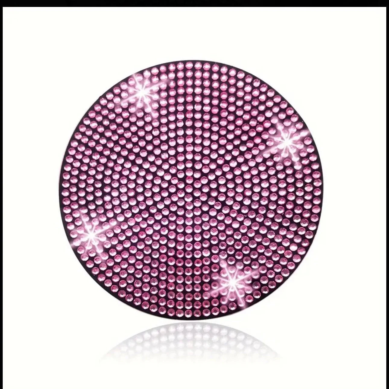 2 Pink Diamond Fully Encrusted Crystal Coasters Cup Holder Insert Bling Diamond Luxury Embellishment Round Car Decor SUV Anti-Slip Coaster